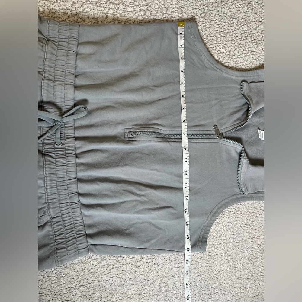 Athleta‎ Women's M Gray Retroterry Romper Pockets Terry Knit Cotton - Picture 15 of 17